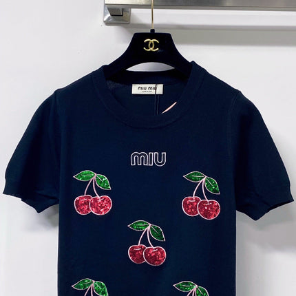 MIUMIU 26S SHORT-SLEEVE KNIT TOP 1291
