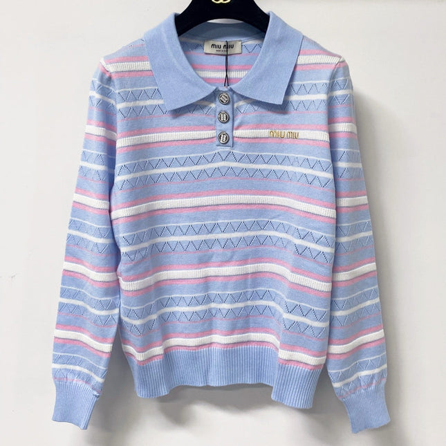 MIUMIU 26S LONG-SLEEVE KNIT POLO 1285