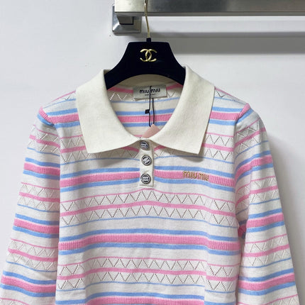 MIUMIU 26S LONG-SLEEVE KNIT POLO 1284