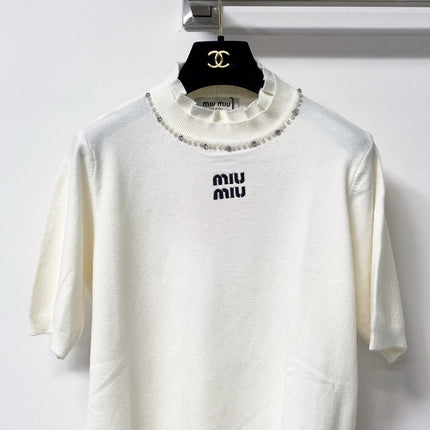 MIUMIU 26S SHORT-SLEEVE KNIT TOP 1423