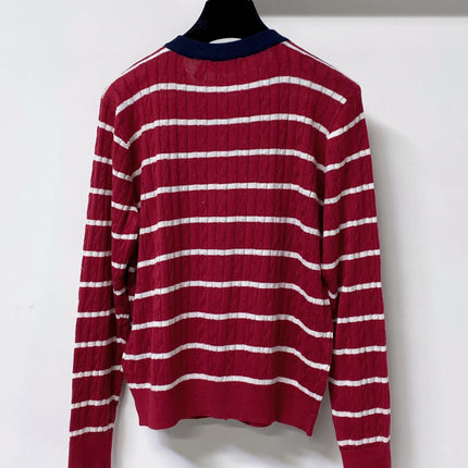 RALPH LAUREN 26S STRIPED CABLE-KNIT CARDIGAN 748