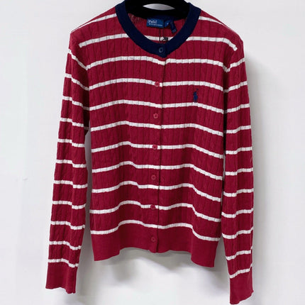 RALPH LAUREN 26S STRIPED CABLE-KNIT CARDIGAN 748