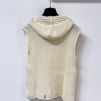MIUMIU 26S HOODED OPEN-MESH KNIT VEST 1580