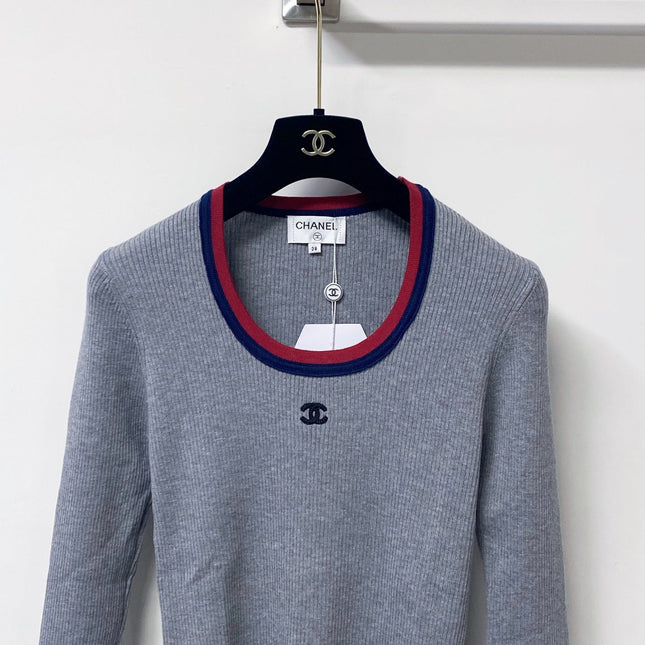 CHANEL 26S TRIM RIBBED KNIT TOP 1666