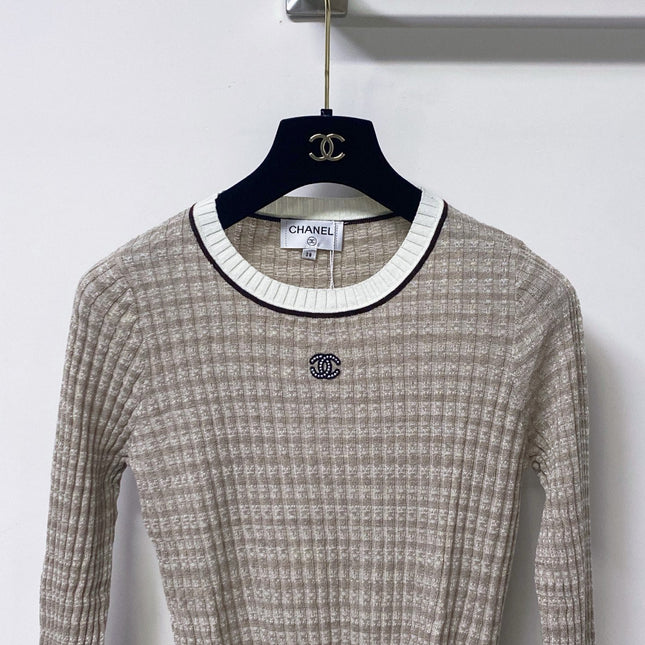 CHANEL 26S TRIM RIBBED KNIT TOP 1670