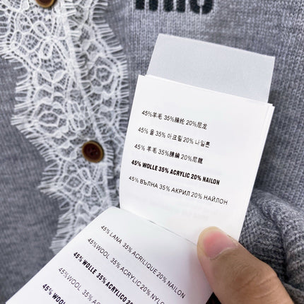 MIUMIU 26S LACE-TRIMMED COLLARED CARDIGAN 1529