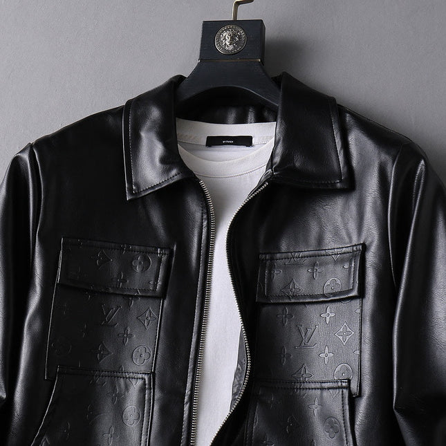 LV BLACK LAMBSKIN SHIRT JACKET 238998