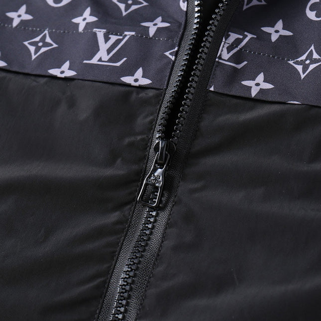 LV HOODED JACKET NAVY BLUE MONOGRAM AND BLACK 239169