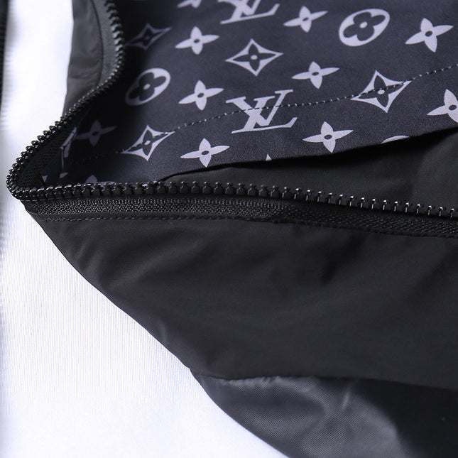 LV HOODED JACKET NAVY BLUE MONOGRAM AND BLACK 239169