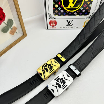 LV 25S BELT 35 MM IN BLACK CALFSKIN 593218