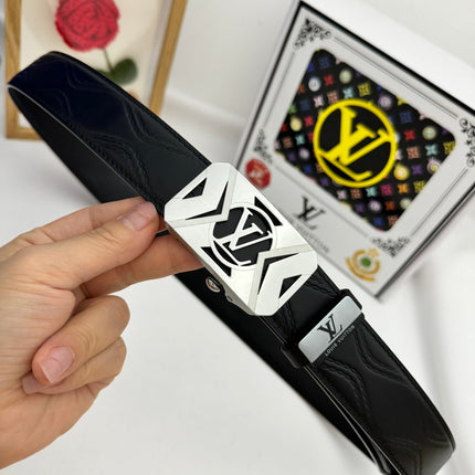 LV 25S BELT 35 MM IN BLACK CALFSKIN 593218