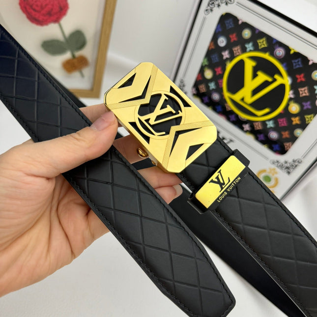 LV 25S BELT 35 MM IN BLACK CALFSKIN 593219