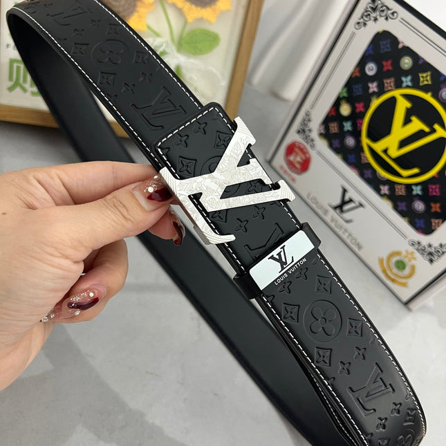 LV 25S BELT 38 MM IN BLACK CALFSKIN STAMP LOGO 593292