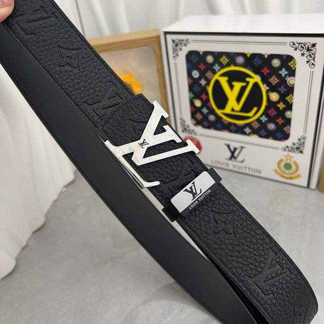 LV 25S BELT 38 MM IN BLACK CALFSKIN 593283
