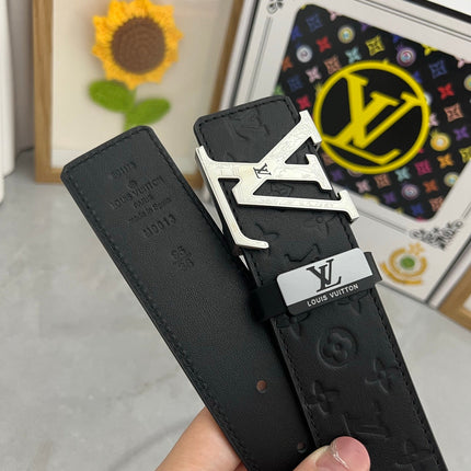 LV 25S BELT 38 MM IN BLACK CALFSKIN STAMP LOGO 593295