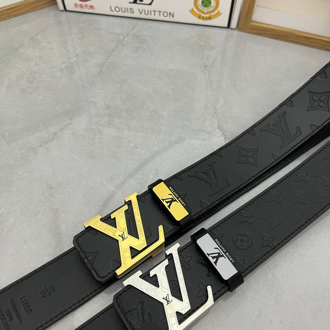 LV 25S BELT 38 MM IN BLACK CALFSKIN STAMP LOGO 593295