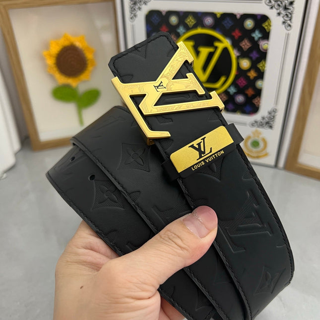 LV 25S BELT 38 MM IN BLACK CALFSKIN STAMP LOGO 593296