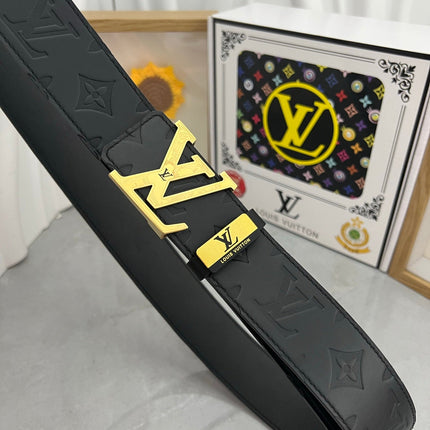 LV 25S BELT 38 MM IN BLACK CALFSKIN STAMP LOGO 593296