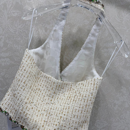 CHANEL 26S BEADED HALTER NECK VEST 821
