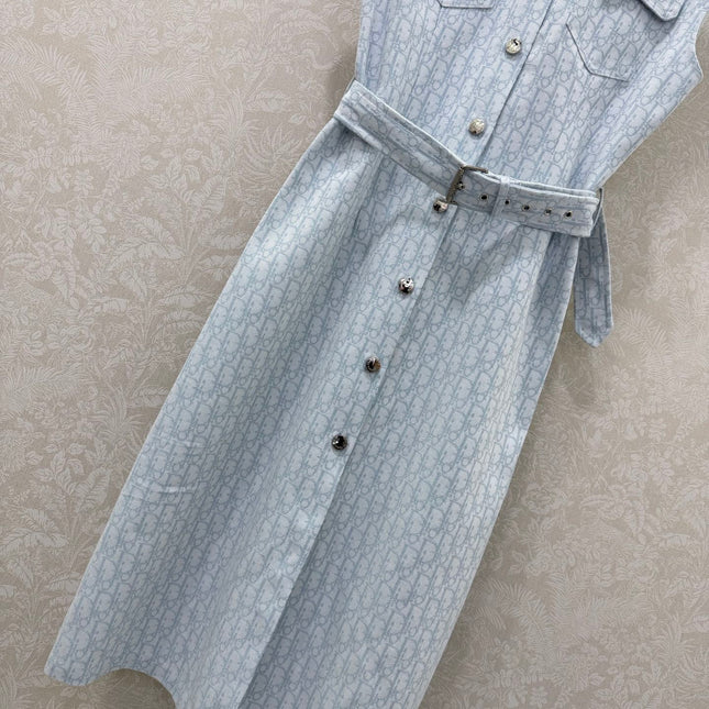 DIOR 26S SLEEVELESS MONOGRAM PRINT DRESS 1218