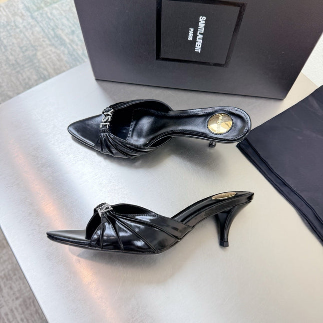 YSL 26S HIGH HEEL SANDALS 65 MM IN BLACK CALFSKIN