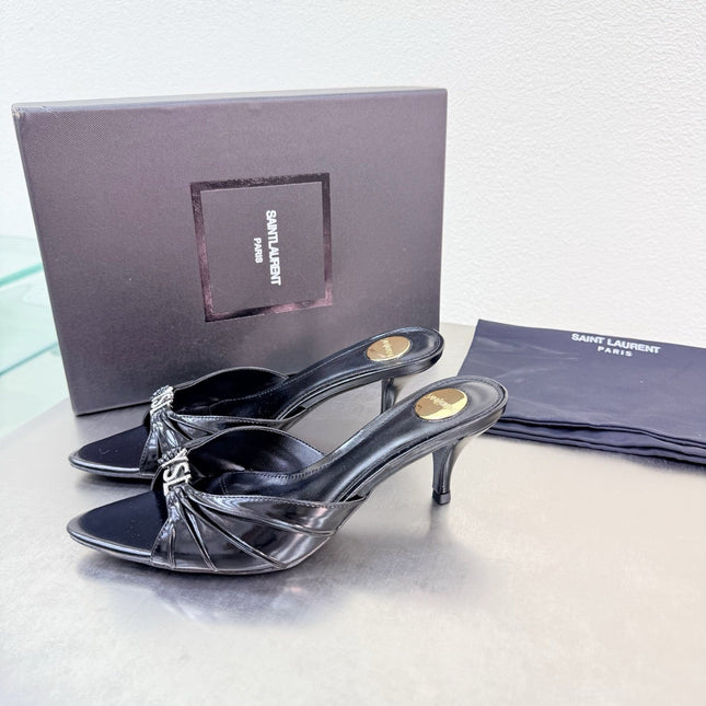 YSL 26S HIGH HEEL SANDALS 65 MM IN BLACK CALFSKIN