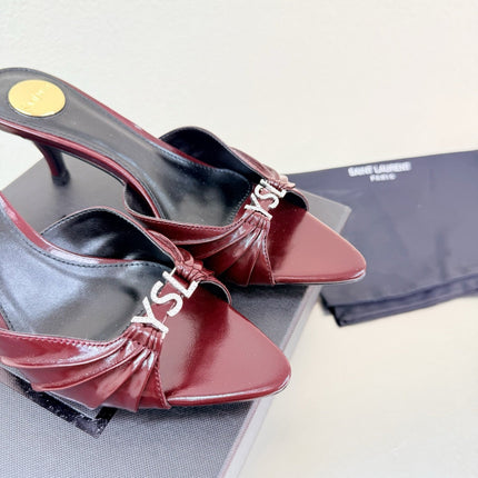YSL 26S HIGH HEEL SANDALS 65 MM IN DARK RED CALFSKIN