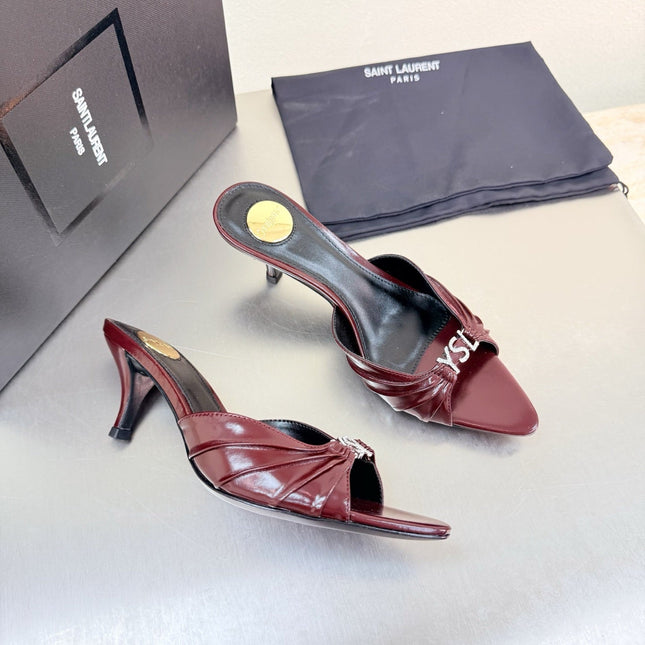 YSL 26S HIGH HEEL SANDALS 65 MM IN DARK RED CALFSKIN
