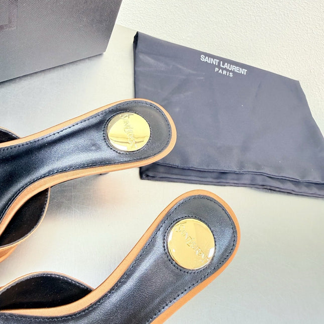 YSL 26S HIGH HEEL SANDALS 65 MM IN ORANGE FABRIC
