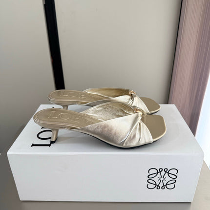 LOEWE 26S HEELED SANDALS 45MM IN GOLD CALFSKIN