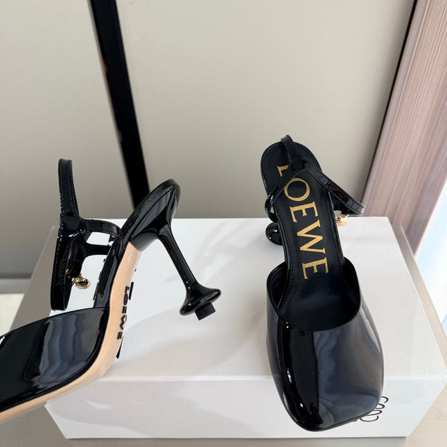 LOEWE 26S SLINGBACK HIGH HEEL PUMPS 60MM IN BLACK PATENT CALFSKIN