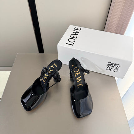 LOEWE 26S SLINGBACK HIGH HEEL PUMPS 60MM IN BLACK PATENT CALFSKIN