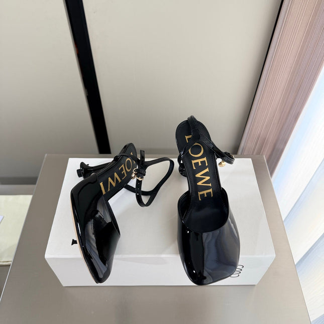 LOEWE 26S SLINGBACK HIGH HEEL PUMPS 60MM IN BLACK PATENT CALFSKIN
