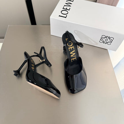 LOEWE 26S SLINGBACK HIGH HEEL PUMPS 60MM IN BLACK PATENT CALFSKIN