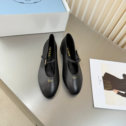PRADA 26S BALLERINAS IN BLACK SMOOTH CALFSKIN