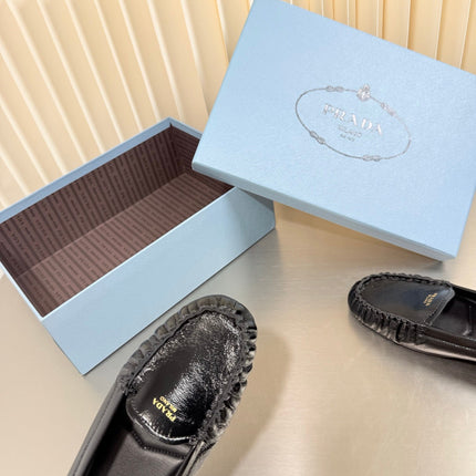 PRADA 26S CLASSIC LOAFERS IN BLACK LAMBSKIN