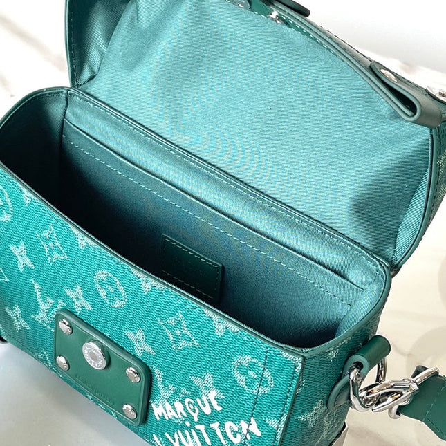 SOUL TRUNK 19 IN GREEN MONOGRAM HERITAGE CANVAS SILVER HARDWARE