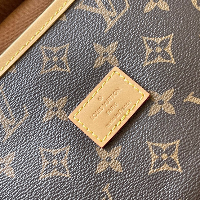 SAUMUR BB 28 IN BROWN MONOGRAM CANVAS AND LEATHER TRIM GOLD HARDWARE