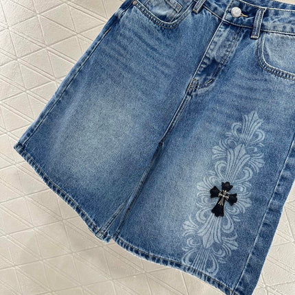 CHROME HEARTS HIGH-WAIST LASER-CUT DENIM PANTS