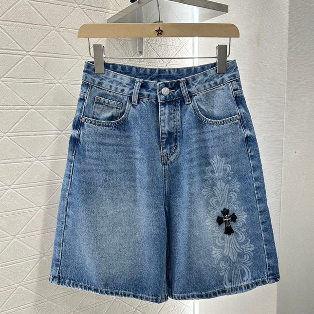 CHROME HEARTS HIGH-WAIST LASER-CUT DENIM PANTS