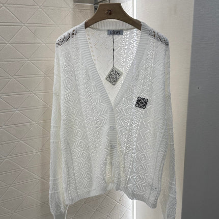 LOEWE HOLLOW KNITTED CARDIGAN DRESS SET 276594