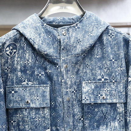 LV HOODED JACKET IN BLUE MONOGRAM WASHED DENIM 238944