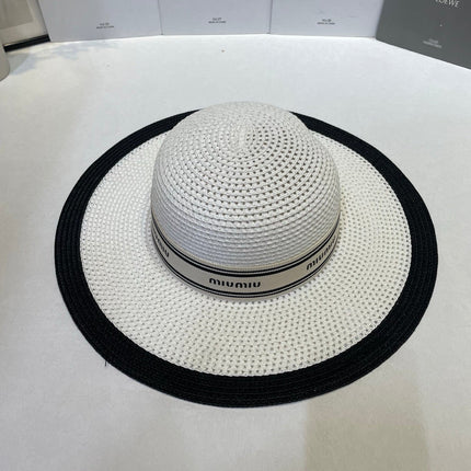 MIUMIU 26S WIDE-BRIM STRAW HAT IN WHITE 343683