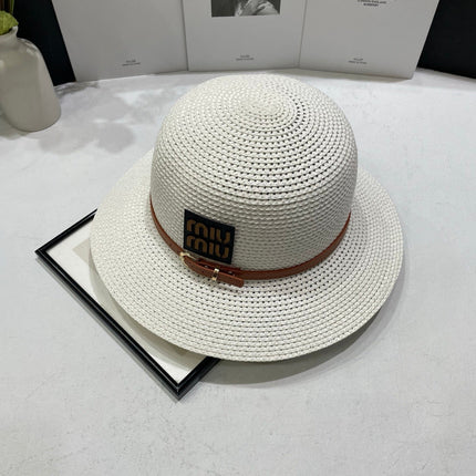 MIUMIU 26S WOVEN STRAW HAT IN WHITE 343699
