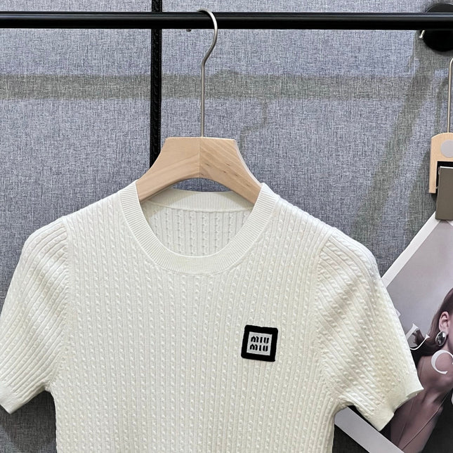 MIUMIU SHORT-SLEEVE KNIT TOP STYLE 283