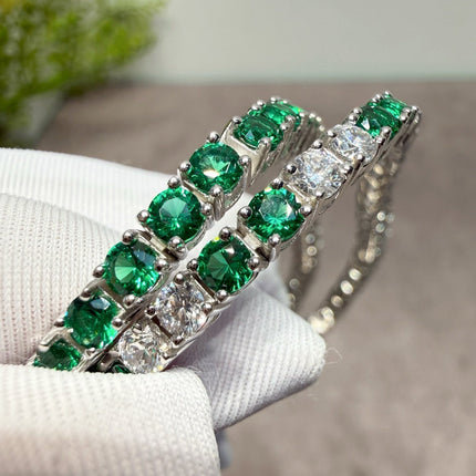 TENNIS CUBIC ZIRCONIA EMERALD BRACELET 6826