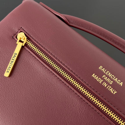 BEL AIR CLUTCH 27 IN BURGUNDY RED NAPPA LAMBSKIN GOLD HARDWARE