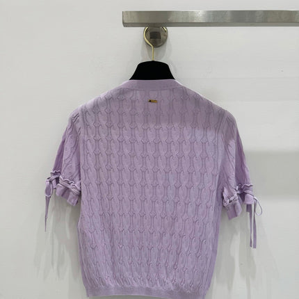 GUCCI 26S SHORT-SLEEVE CABLE-KNIT SWEATER 375