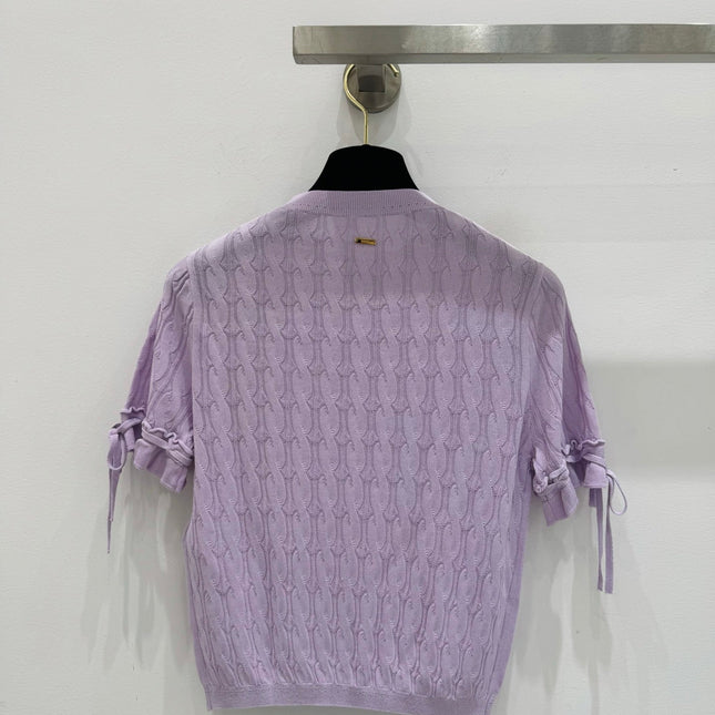 GUCCI 26S SHORT-SLEEVE CABLE-KNIT SWEATER 375