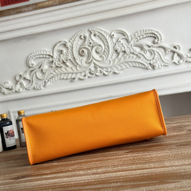 ZIP CABINE 31 BAG IN APRICOT ORANGE CANVAS AND BRONZE BROWN CALFSKIN